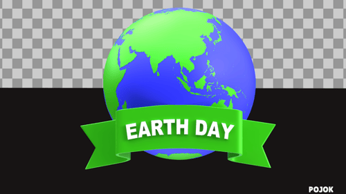 Modern 3D Earth Globe with Earth Day Ribbon Reveal