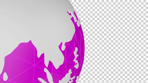 Rotating Geometric Technology Globe with Wireframe Overlay