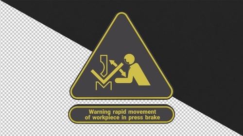 Rotating 3D Industrial Press Brake Warning Sign