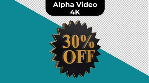 3D Rotating Starburst Discount Badge - 30% Off