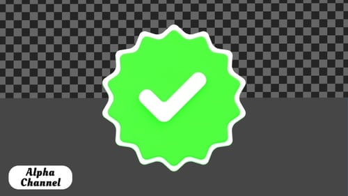 3D Verified Check Mark Badge Animation | Alpha Channel