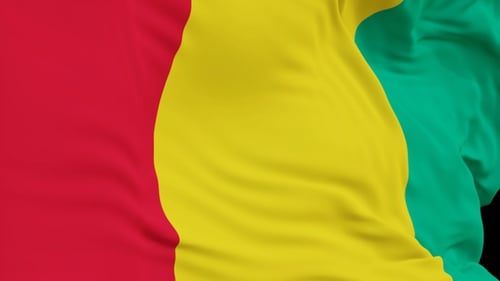 Vertical Waving Flag of Guinea with Red Yellow Green Stripes