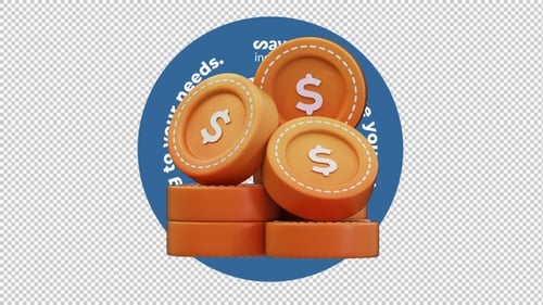 Pilas de monedas de animación 3D - Bucle de fondo transparente