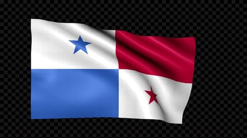 Panama Flag Waving Seamless Loop with Alpha Channel