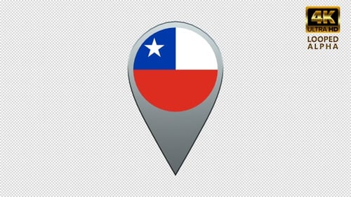 3D Rotating Map Pin with Chile Flag Animation