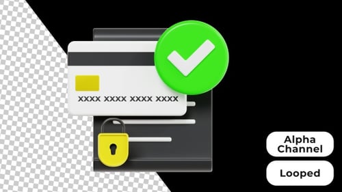 3D Animated Approved Payment | Alpha Channel