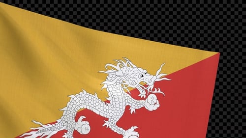 Realistic Bhutan Flag Waving with Alpha Channel