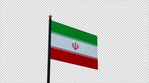 Realistic Iranian Flag Waving Seamlessly on Black Background