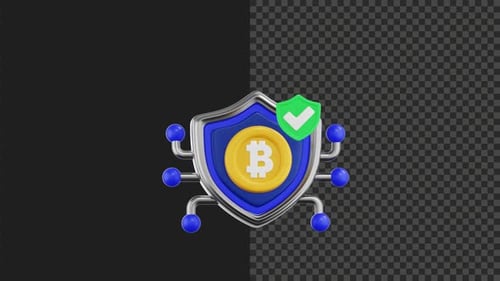 3D Crypto Security Icon Animation – Blockchain Protection 4K