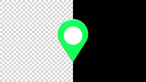 Rotating 3D Green Map Pointer Icon Animation