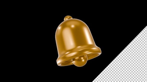 Shining Golden Bell Ringing Notification Icon Animation