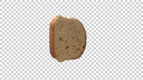 Animated 3D Realistic Bread Slice with Alpha Channel