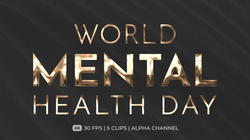 World Mental Health Day Golden Text Animation