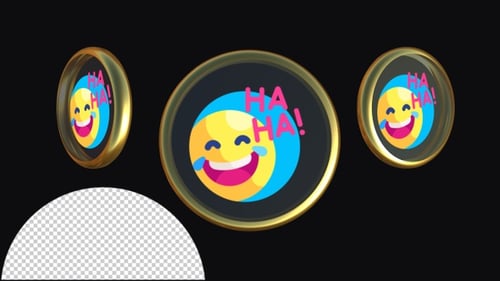 3D Rotating Laughing Emoji Gold Emblem Animation