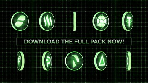 Animated Glowing 3D Digital Cryptocurrency Icons Pack