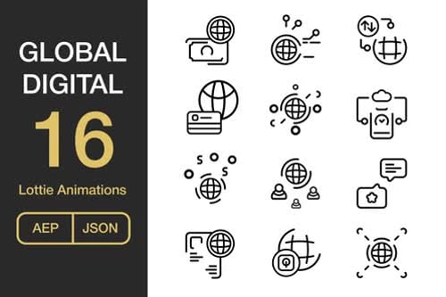 Animated Global Digital Technology Icons Pack