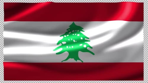 Waving Lebanon Flag Realistic Animation