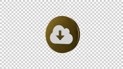 3D Golden Cloud Download Icon Animation