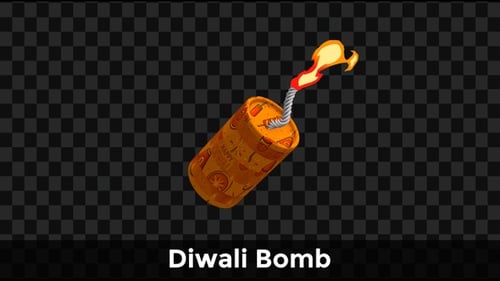 Diwali Firecracker with Burning Fuse Animation