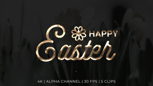 Happy Easter Fluid Metallic Text Reveal