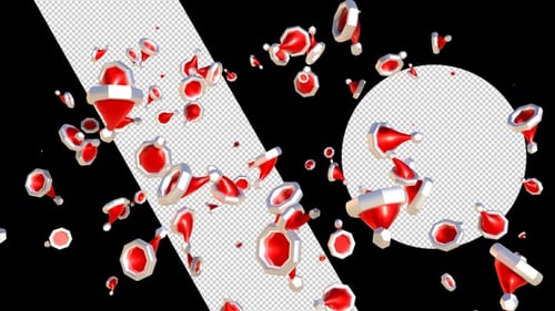 Falling 3D Santa Hats Christmas Loop Animation
