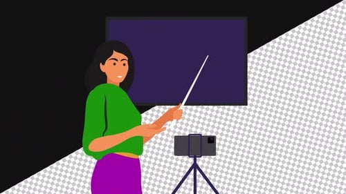 Female Lecturer Teaching Online | Alpha Channel