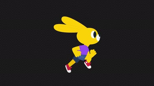 Cartoon Yellow Rabbit Character Running Loop Animation