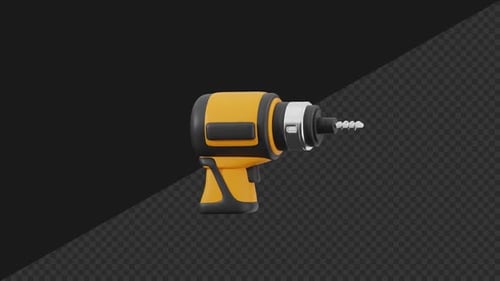 Modern 3D Animated Cordless Drill Rotating