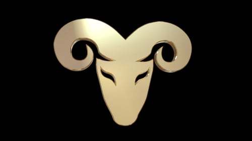 Golden 3D Ram Head Symbol Reveal Animation