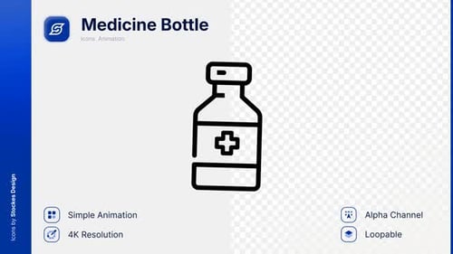 Flat Design Medicine Bottle Icon Line Animation