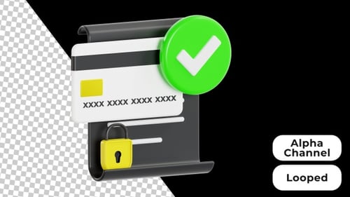 3D Animated Approved Payment | Alpha Channel