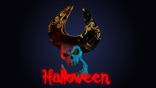 3D Animated Fantasy Skull with Ornate Horns Glowing Eyes and Alpha Channel