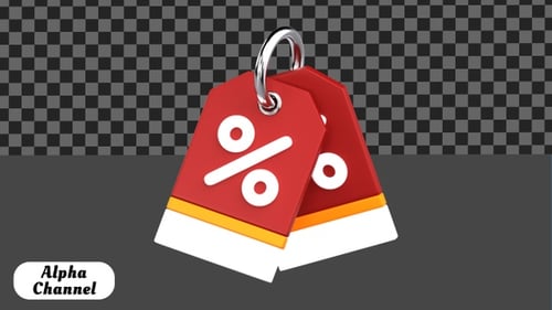 Discount Percentage Price Tags 3D Animation | Alpha Channel