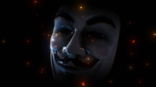 Máscara anónima de Guy Fawkes 02 con brasas