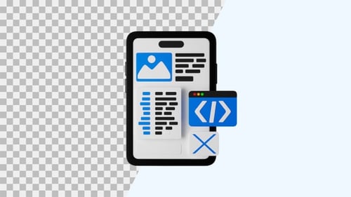 3D Animation Icon of App Development | Alpha Channel
