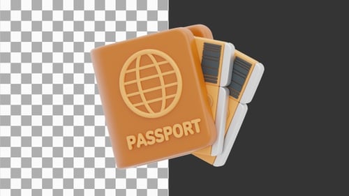 3D Animation of International Travel Passport | Alpha Channel