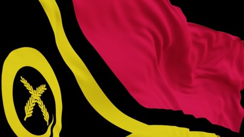 The Vanuatu with alpha channel waving in the wind in slow motion