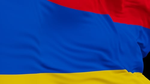 The Armenia with alpha channel waving in the wind in slow motion