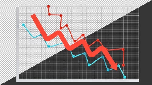 3D-Diagramm mit fallendem Diagramm zum Rückgang | Alpha Channel