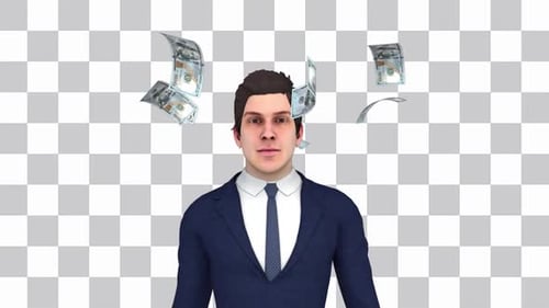 Business Man Thinks About Money Loop
