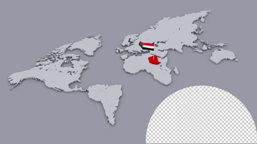 Animated World Map Highlight with Country Flag Reveal