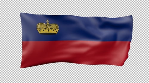 Waving National Flag of Liechtenstein