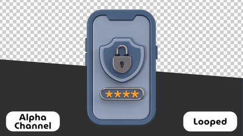 3D Smartphone Digital Security Password Animation