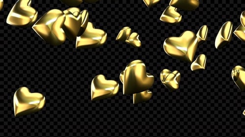 Golden Floating Hearts Animated Background