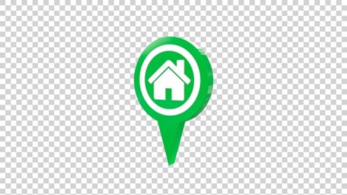 Animated 3D Location Map Pin with House Icon