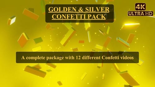 Falling Gold and Silver Metallic Confetti Background