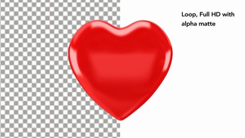 Red Glossy 3D Heart Loop With Transparent Background
