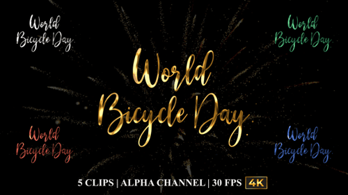 Animación de texto del Día mundial de la bicicleta