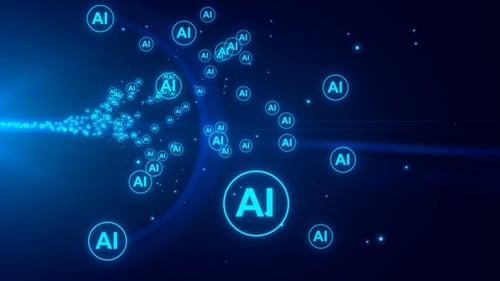 Futuristic AI Symbol Data Stream Technology Background Loop