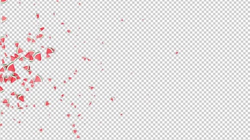 Flying 3D Watermelon Slices, Vertical, on Alpha Channel, Loop